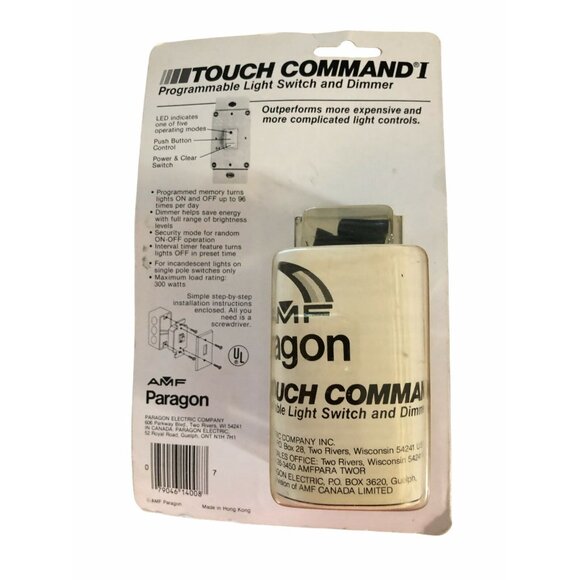 AMF Parago Programmable Light Switch & Dimmer Model LT-402 Vintage New Package - Picture 2 of 2